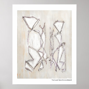 Poster Couple d'art Abstrait noir blanc sur imprimé d'arc