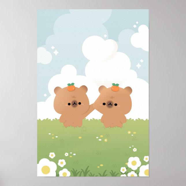 Poster Couple de Capybara romantique (Devant)