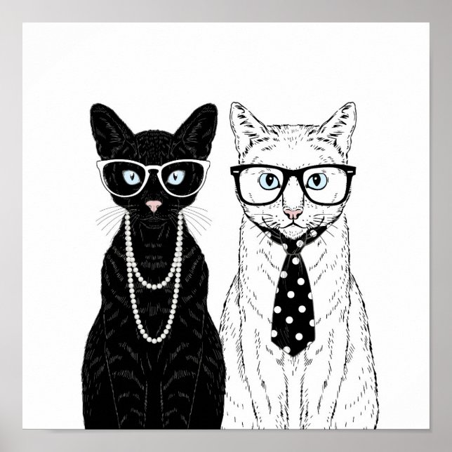 Poster Couple de chats (Devant)