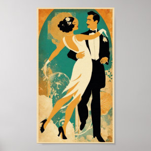 Poster couple de danse vintage