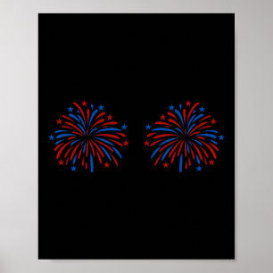 Poster Couple de feux d'artifice amusants Usa juste ici p