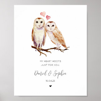 Poster Couple de hiboux