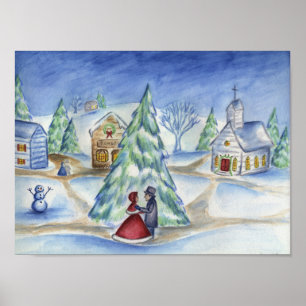 Poster Couple de Noël victorien