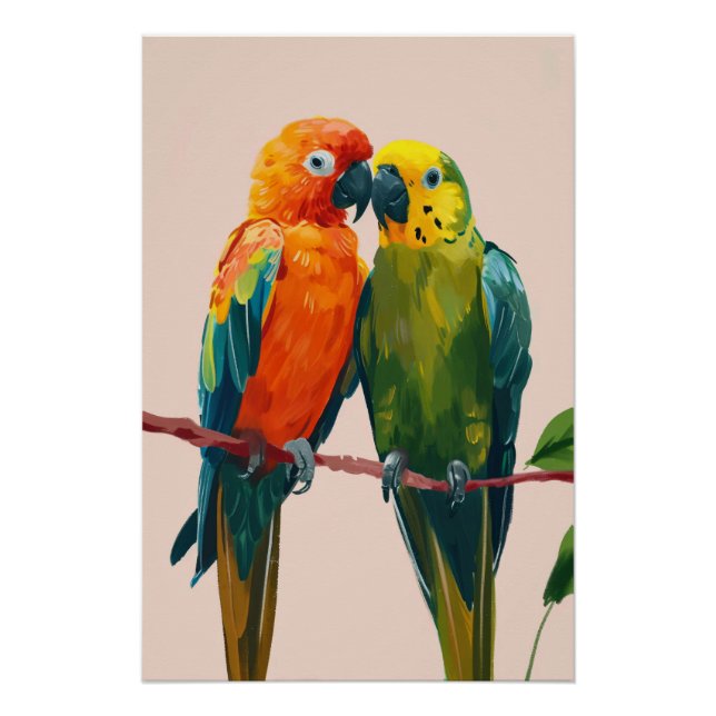 Poster couple de perroquets (Devant)