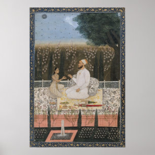 Poster Couple en terrasse dans un jardin