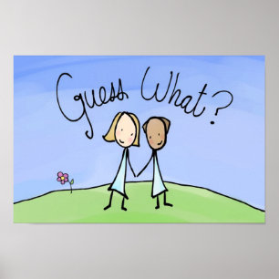 Poster Couple Lesbienne mignonne Devinez quoi