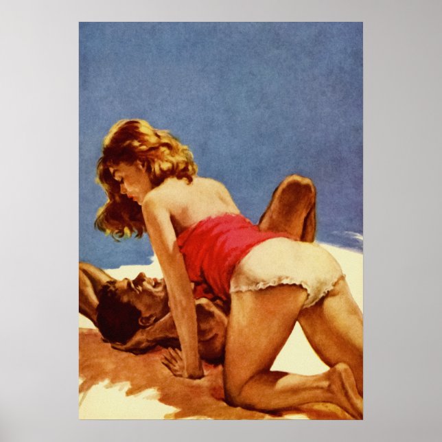 Poster Couple Making Love - Retro Pulp Cover Art (Devant)