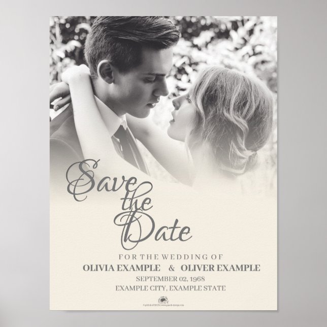 Poster Couple Mariage baiser en monochrome (Devant)
