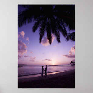 Poster Couple on beach, Windjammer Landing, St. Lucia