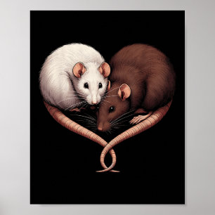 Poster Couple Petit Rodent Pet Joyeux Coeur Amour Cute Ra