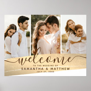 Poster Couple Photo Collage Gold Thème Mariage Signalisat