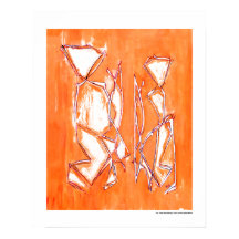 Couple pop orange urbain en art | Peinture Abstrai