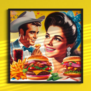 Poster Couple rétro de fast-food