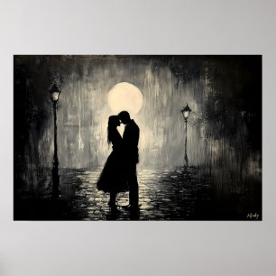 Poster Couple romantique sous le clair de lune 