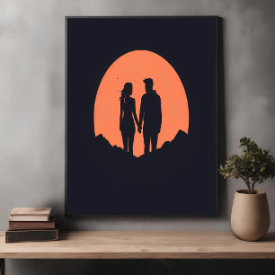 Poster Couple Silhouette Couple Minimaliste Art Amour