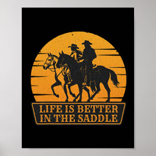 Poster Couple Sunset Vie Meilleure Dans La Saddle Horseck
