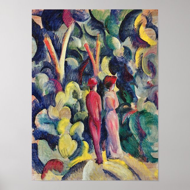 Poster Couple sur la piste forestière par August Macke (Devant)