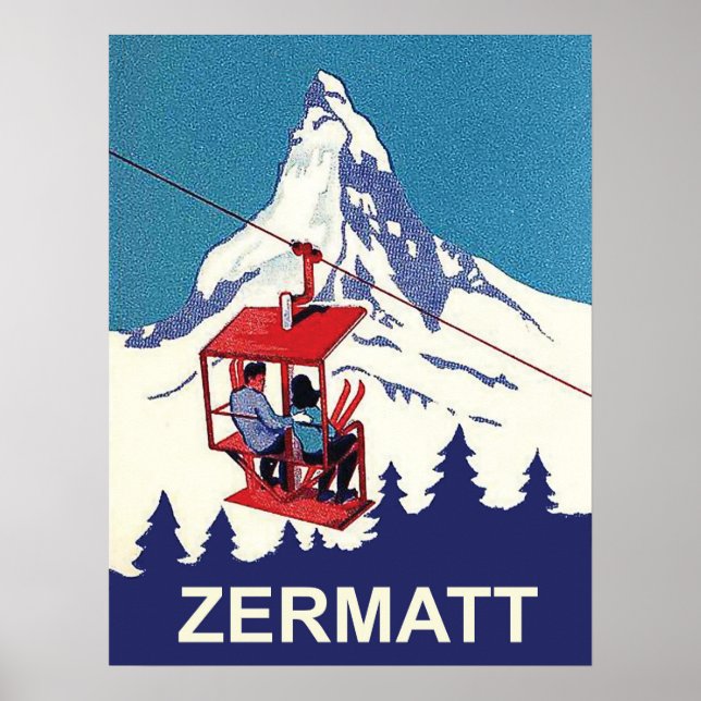 Poster Couple sur un remonte-pente à Zermatt, voyage vint (Devant)