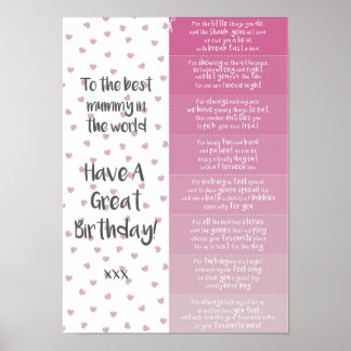 Poster Coupons d'anniversaire maman