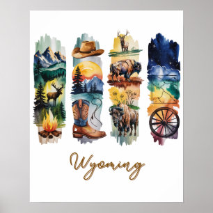 Poster Coups de pinceau pittoresques du Wyoming