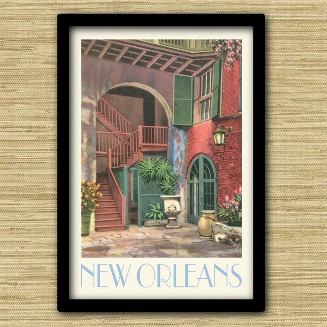 Poster Cour de la Nouvelle-Orléans, style de voyage vinta (Créateur téléchargé)