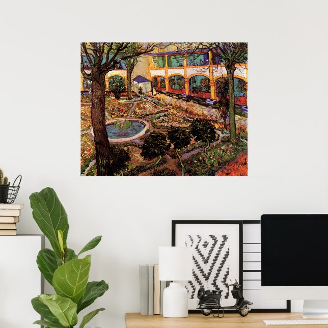 Poster Cour de l'hôpital d'Arles par Vincent van Gogh (Bureau à domicile)