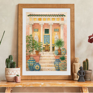 Poster Cour de villa italienne avec colonnes classiques