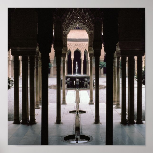 Poster Cour des Lions commencée sous le règne de Mohammed (Devant)