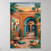 Cour intérieure Art du coucher de soleil - Arches