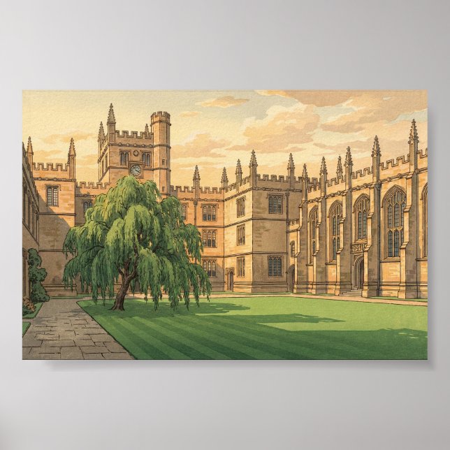 Poster Cour intérieure de l'Université d'Oxford (Devant)