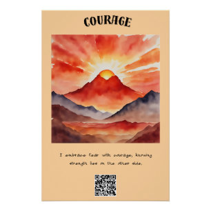 Poster Courage Affirmation cadeau spécial