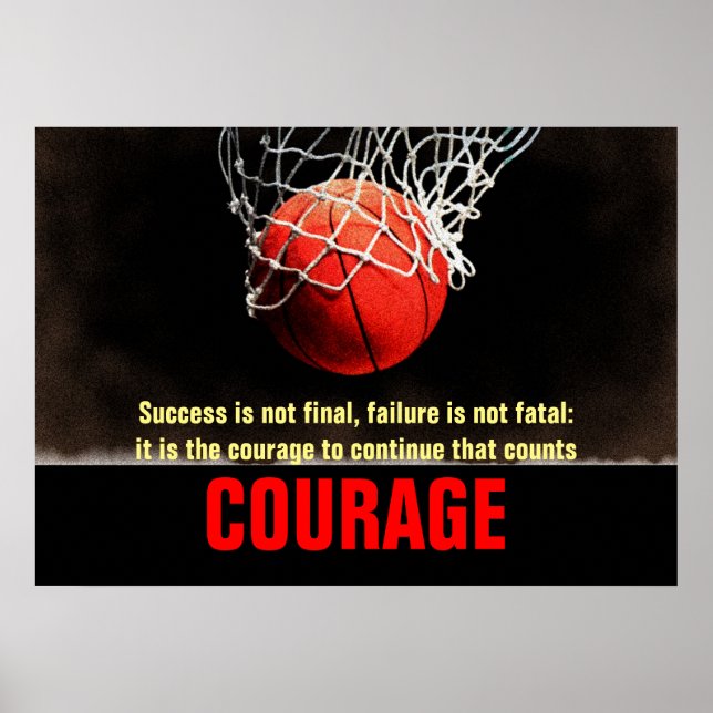 Poster Courage de succès Basketball Inspiration (Devant)