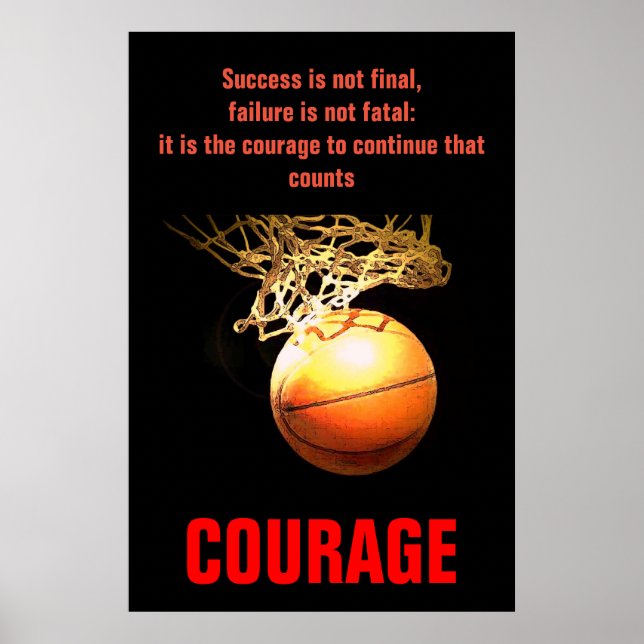 Poster Courage de succès Basketball Inspiration (Devant)