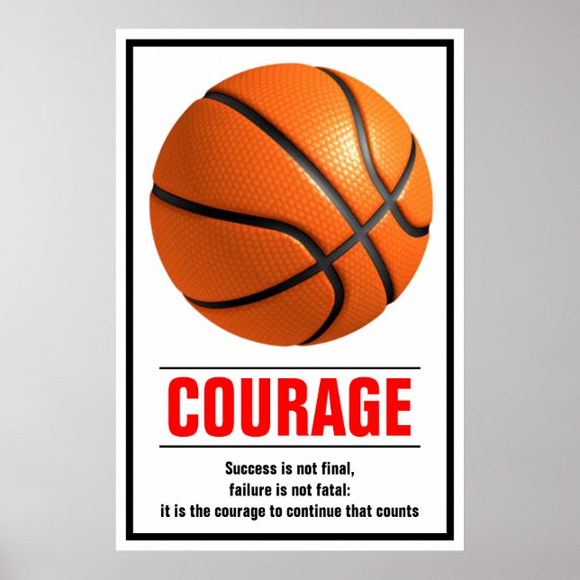 Poster Courage de succès Basketball Motivation (Devant)