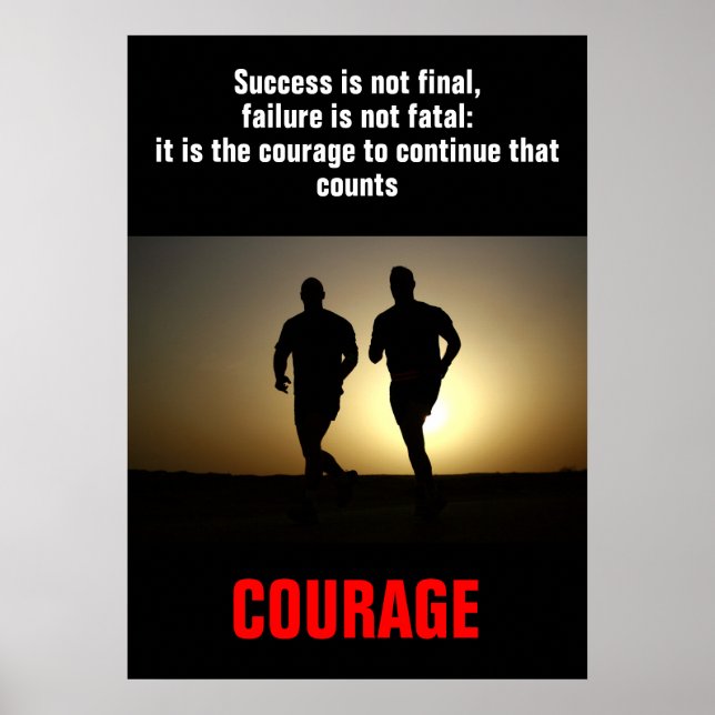 Poster Courage de succès Courir la condition physique Mot (Devant)