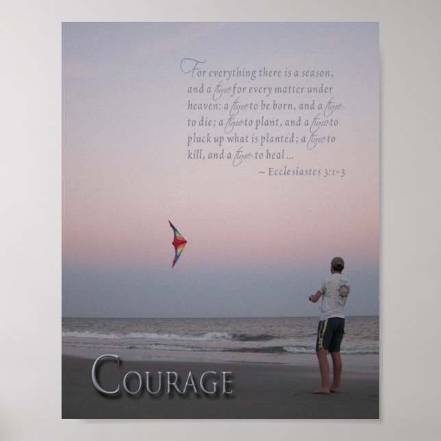 Poster Courage Kite Flyer sur la plage (Devant)