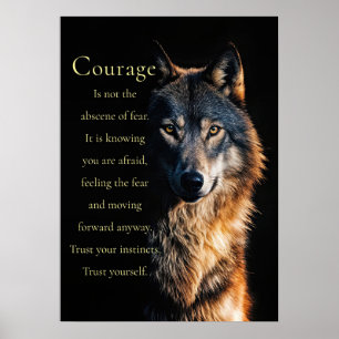 Poster Courage Motivationnel Loup Inspirationnel