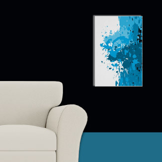 Poster Courageux Abstrait Splatter Bleu & Blanc
