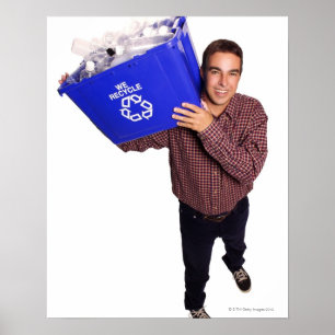 Poster Courbe d'un homme souriant tout en tenant a