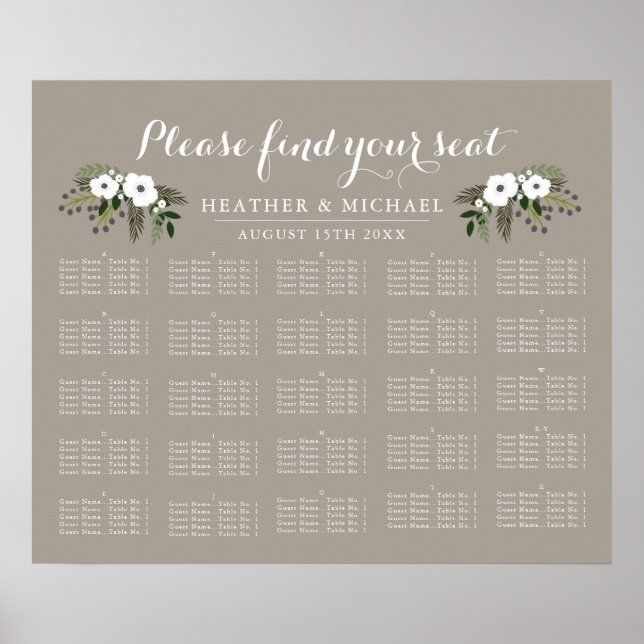 Poster Courbe florale - Organigramme alphabétique (Devant)