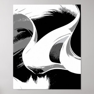 Poster Courbes fluides en noir, blanc et gris