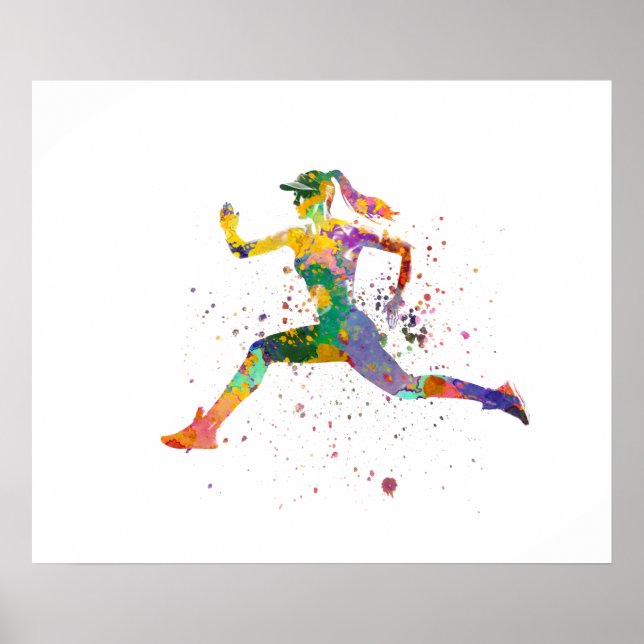 Poster Coureur féminine en aquarelle (Devant)