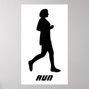 Poster Coureur noire Silhouette féminine Coureur