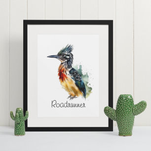 Poster Coureur peint, Couleur aquarelle coutume Roadrunne