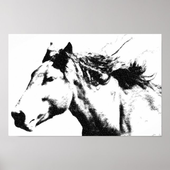 Poster Courir Cheval Head Pop Image d'art (Devant)