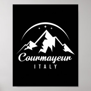 Poster Courmayeur Italie Station de ski Ski Snowboard So