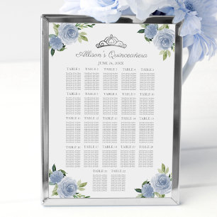 Poster Couronne argentée Quinceanera Fleur bleue Plan de