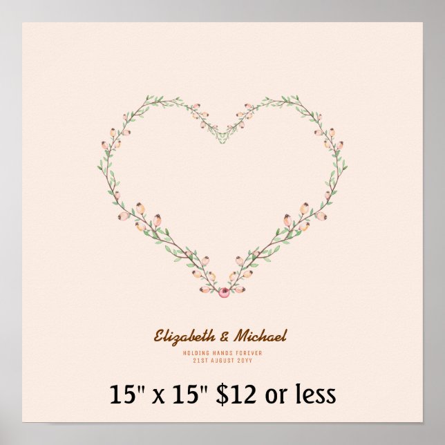 Poster Couronne d'arbres en forme de coeur avec empreinte (Devant)