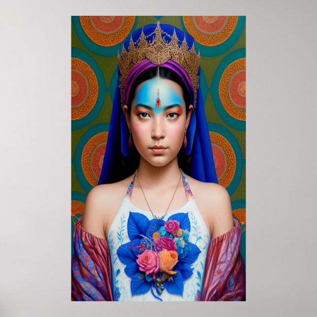 Poster Couronne de bronze avec robe florale (Devant)