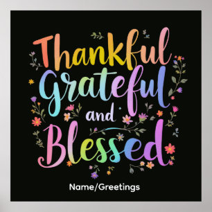 Poster Couronne de fleurs de gratitude inspirante faite à